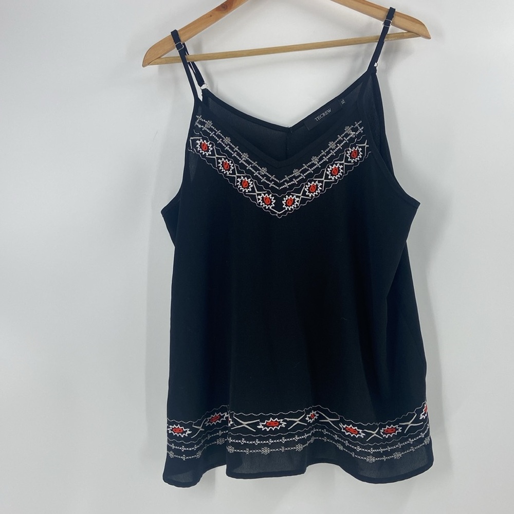 Tecrew black and red embroidery detail tank top flirty, summer lightweight